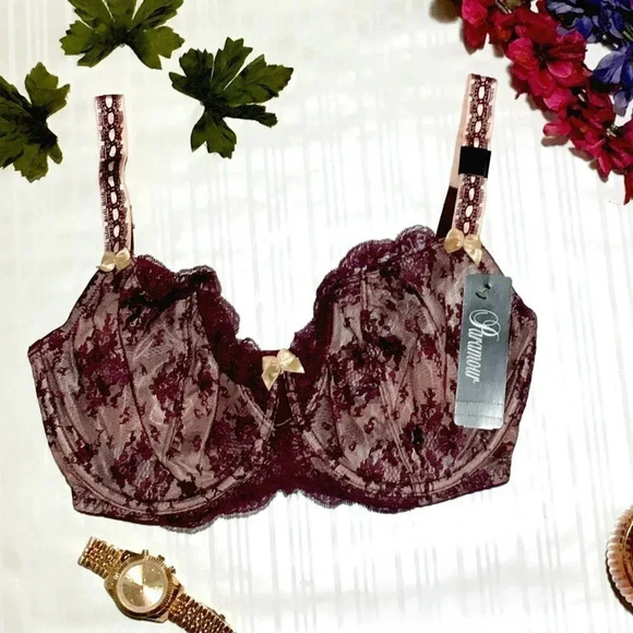 32DD Paramour Captivate Unpadded 3 Part Cup UW Bra Grape Wine NWT - Picture 2 of 16